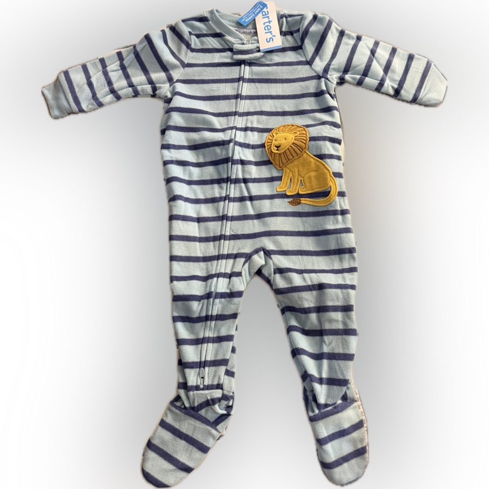 Carter's Blue and White Striped One Piece with Lion Patch
